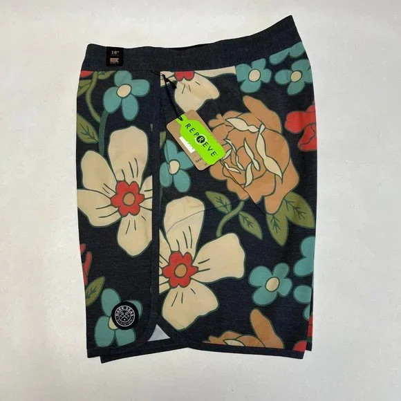 Dark Seas Recycled Boardshorts "Blanco" Heather Charcoal/Floral